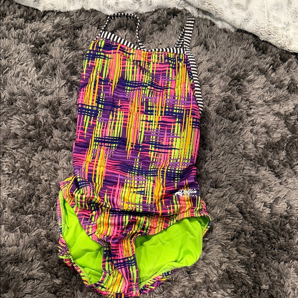 Dolfin Swim One-Piece - Purple, Yellow, Pink